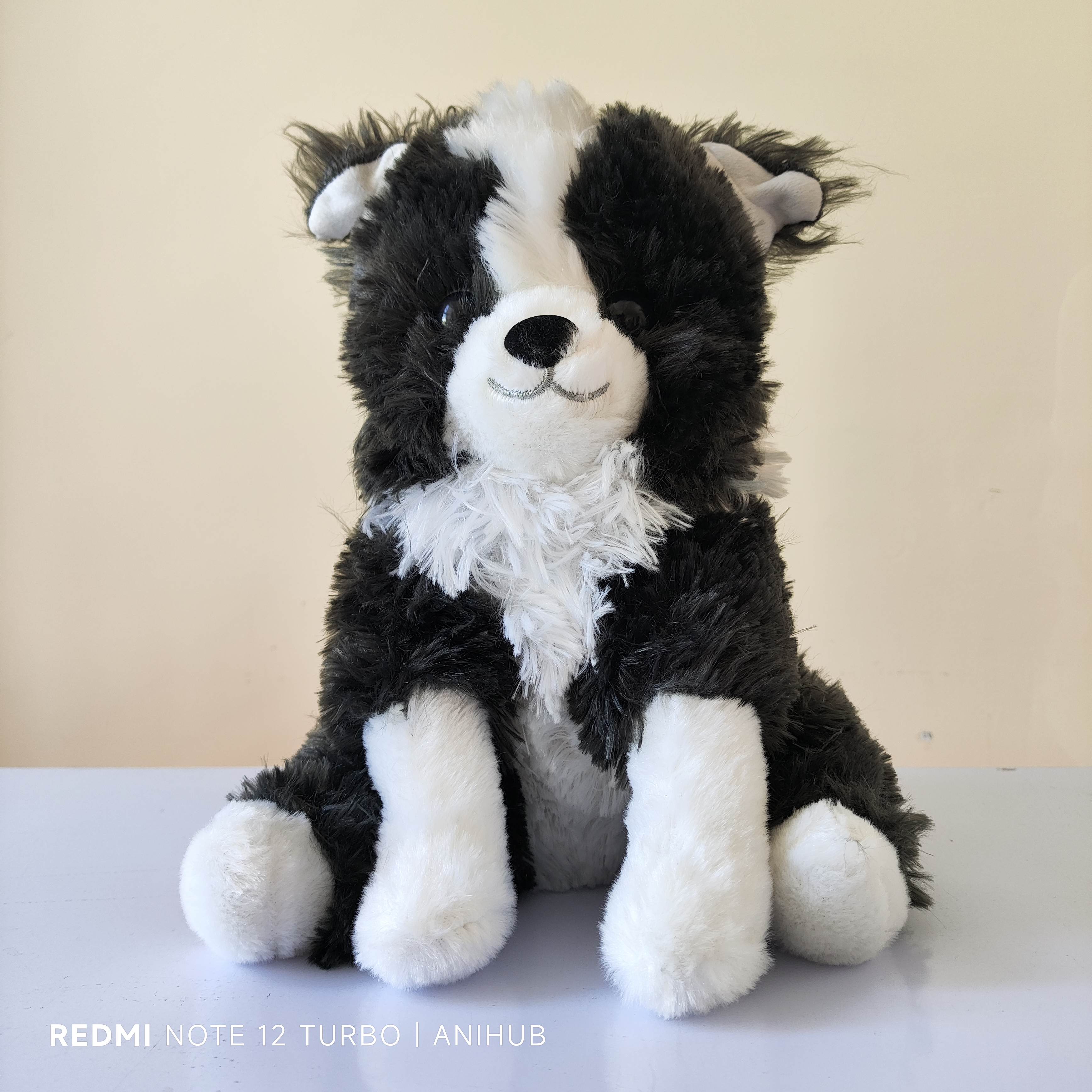 Black& White Dog Sitting 30cm plush